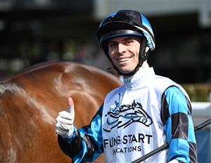 MELBOURNE, AUSTRALIA - SEPTEMBER 05: Jett Stanley after riding Behaviour to win race 3, the Edsa Group Handicap during Melbourne Racing at Sandown Racecourse on September 05, 2026 in Melbourne, Australia. (Photo by Vince Caligiuri/Getty Images)