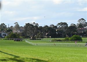 MELBOURNE, AUSTRALIA - SEPTEMBER 05: The field turn into the home straight in race 8, the Charter Keck Cramer Moir Stakes during Melbourne Racing at Sandown Racecourse on September 05, 2026 in Melbourne, Australia. (Photo by Vince Caligiuri/Getty Images)