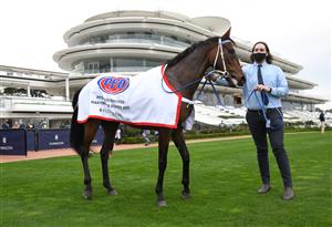 MELBOURNE, AUSTRALIA - SEPTEMBER 11: Incentivise after winning Race 8, the Pfd Food Services Makybe Diva Stakes, during Melbourne Racing at Flemington Racecourse on September 11, 2021 in Melbourne, Australia. (Photo by Vince Caligiuri/Getty Images)