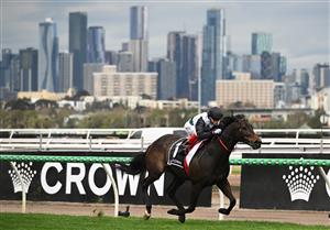 MELBOURNE, AUSTRALIA - SEPTEMBER 13: Craig Williams riding Mr Brightside winning Race 8, the Crown Makybe Diva Stakes during Melbourne Racing at Flemington Racecourse on September 13, 2025 in Melbourne, Australia. (Photo by Vince Caligiuri/Getty Images)