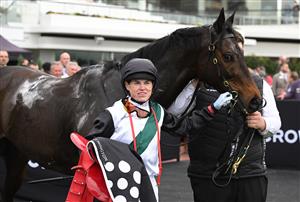 MELBOURNE, AUSTRALIA - SEPTEMBER 13: Craig Williams and  Mr Brightside after winning Race 8, the Crown Makybe Diva Stakes during Melbourne Racing at Flemington Racecourse on September 13, 2025 in Melbourne, Australia. (Photo by Vince Caligiuri/Getty Images)