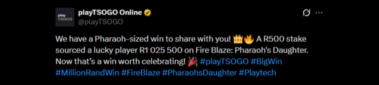 Twitter 1M PlayTSOGO Slot Win