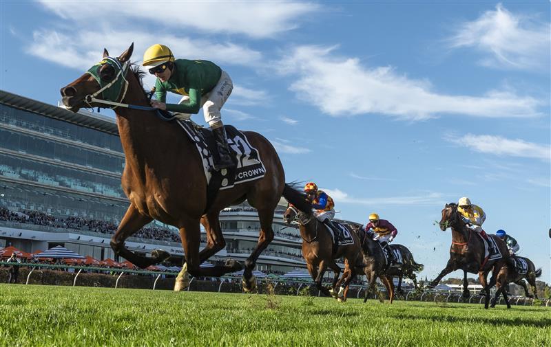 MELBOURNE, AUSTRALIA - SEPTEMBER 12: Luke Nolen riding Sheza Alibi winning race 8, the Crown Makybe Diva Stakes during Melbourne Racing at Flemington Racecourse on September 12, 2026 in Melbourne, Australia. (Photo by Vince Caligiuri/Getty Images)