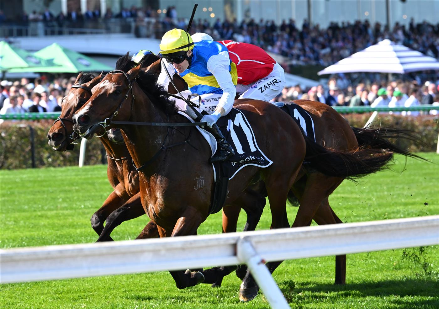 MELBOURNE, AUSTRALIA - SEPTEMBER 12: Craig Newitt riding Welcolmetotheshow winning race 6, the De Bortoli Tontonan Stakes during Melbourne Racing at Flemington Racecourse on September 12, 2026 in Melbourne, Australia. (Photo by Vince Caligiuri/Getty Images)