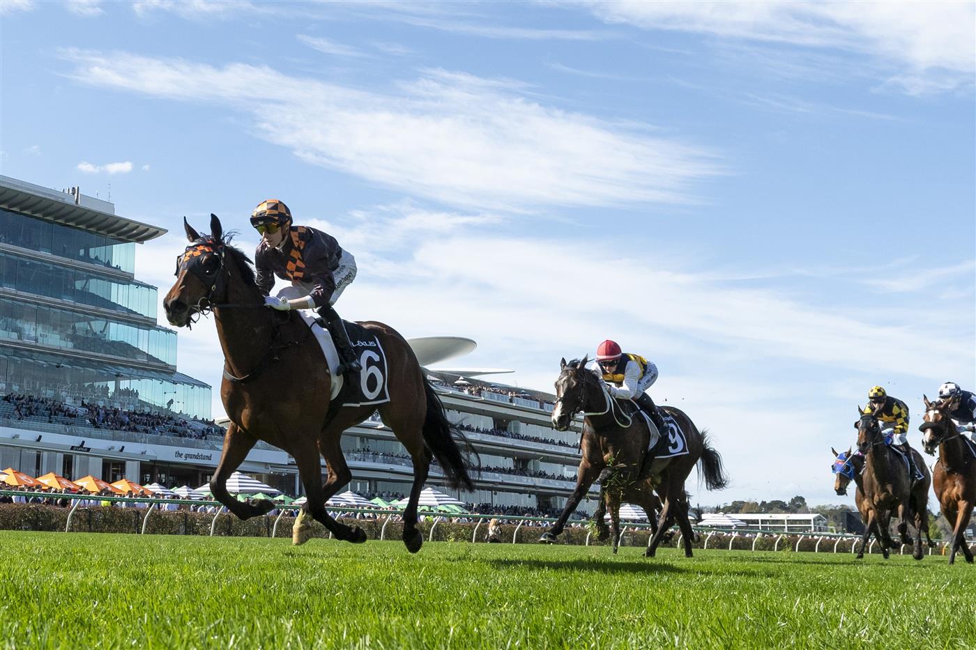 MELBOURNE, AUSTRALIA - SEPTEMBER 12: Harry Coffey riding  Shockletz winning race 5, the Lexus Archer Stakes during Melbourne Racing at Flemington Racecourse on September 12, 2026 in Melbourne, Australia. (Photo by Vince Caligiuri/Getty Images)