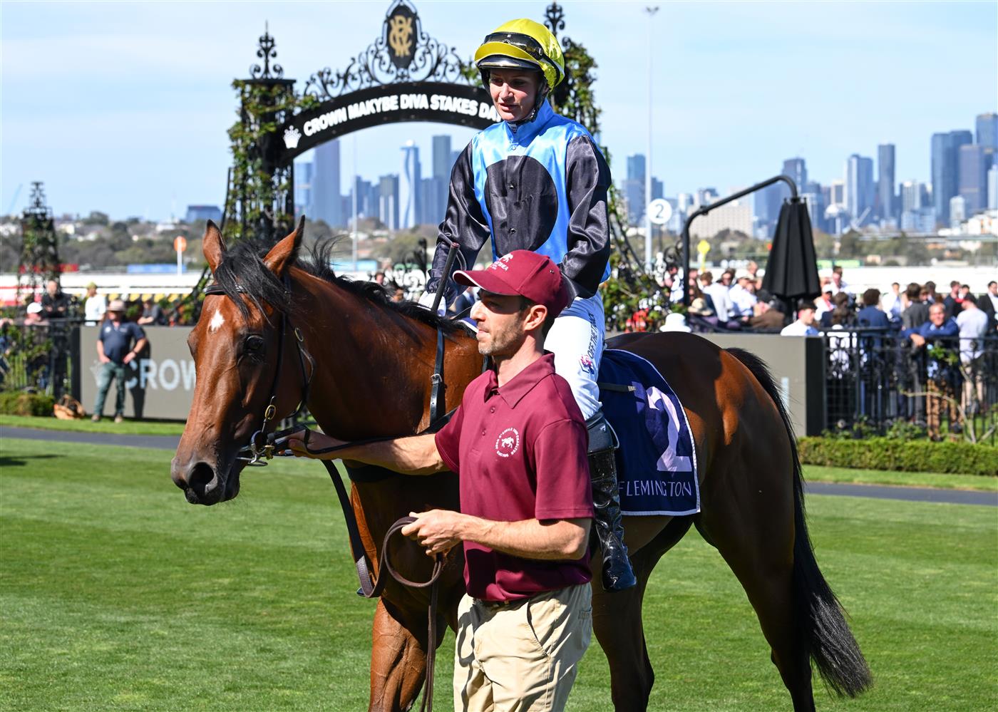 MELBOURNE, AUSTRALIA - SEPTEMBER 12: Jamie Melham riding Satono Glow after winning race 3,  the Cap D'Antibes Stakes during Melbourne Racing at Flemington Racecourse on September 12, 2026 in Melbourne, Australia. (Getty)