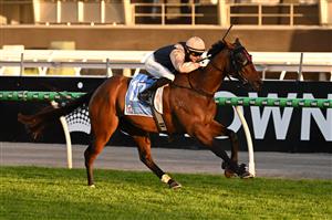 MELBOURNE, AUSTRALIA - SEPTEMBER 12: Logan Bates riding St Lawrence winning Race 10 during Melbourne Racing at Flemington Racecourse on September 12, 2026 in Melbourne, Australia. (Photo by Vince Caligiuri/Getty Images)