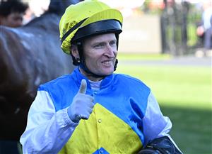 MELBOURNE, AUSTRALIA - SEPTEMBER 12: Craig Newitt after riding Welcolmetotheshow to win race 6, the De Bortoli Tontonan Stakes during Melbourne Racing at Flemington Racecourse on September 12, 2026 in Melbourne, Australia. (Photo by Vince Caligiuri/Getty Images)