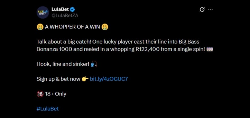 Twitter 122K Slot Win at LulaBet Twitter 122K Slot Win at LulaBet
