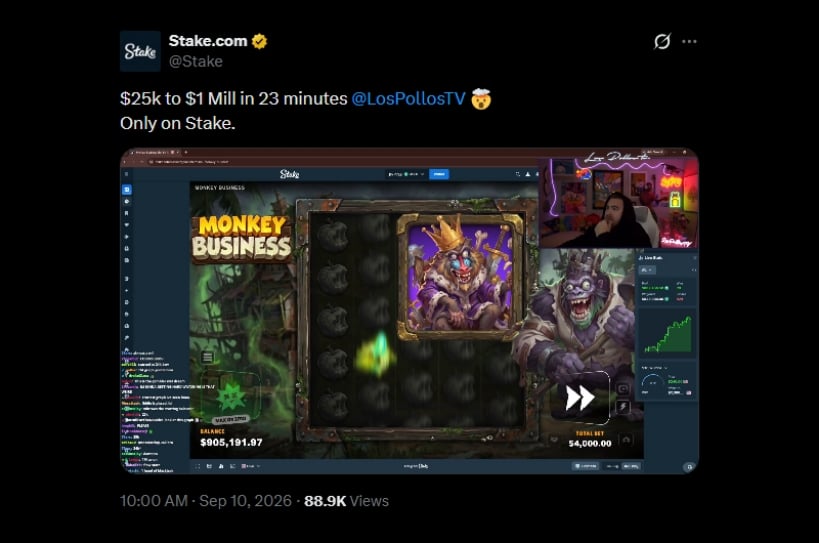 Twitter LosPollosTV 1M Stake Run