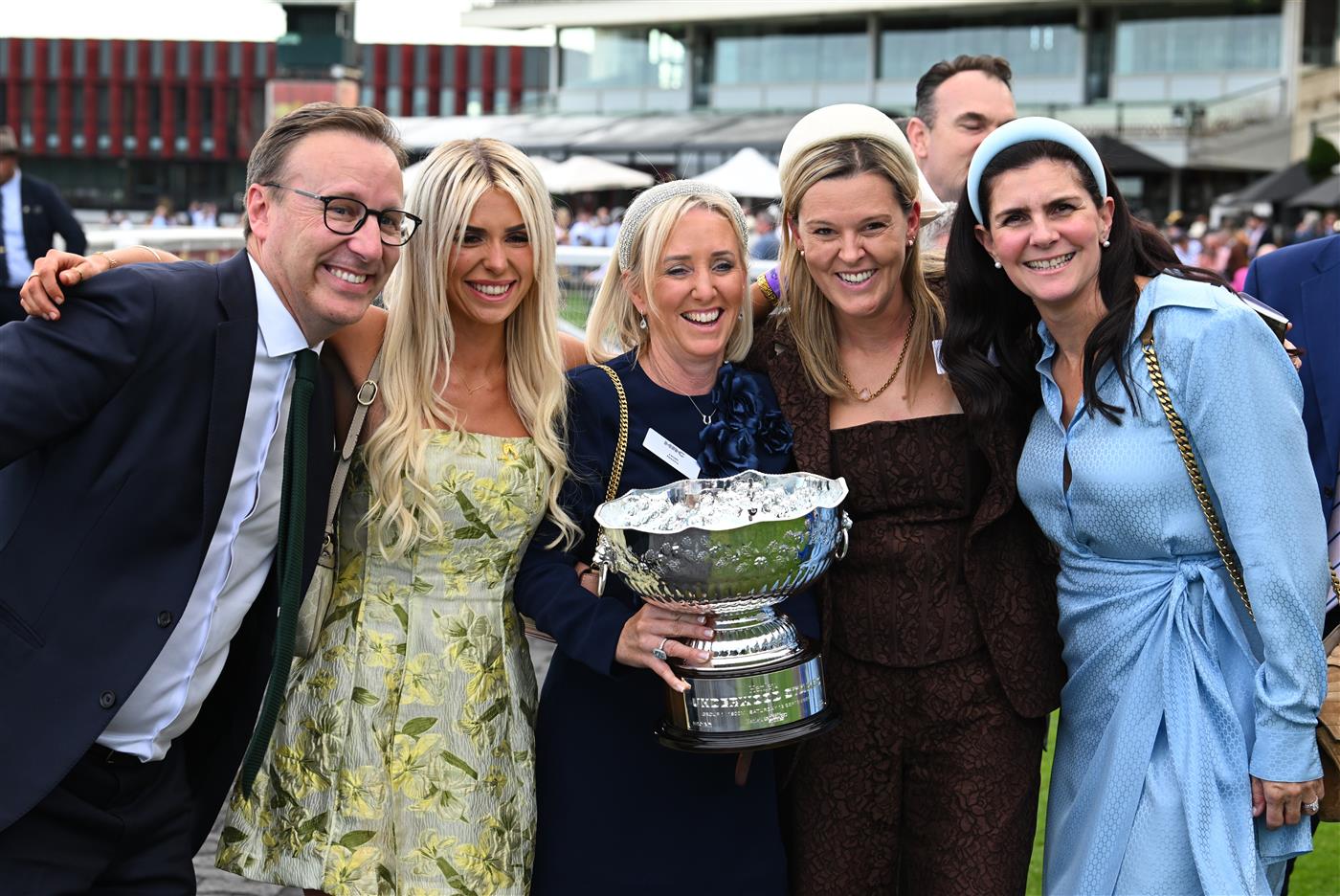 MELBOURNE, AUSTRALIA - SEPTEMBER 19: Connections of Birdman pose with trophy after winning race 7, the Henley Homes Underwood Stakes during Melbourne Racing at Caulfield Racecourse on September 19, 2026 in Melbourne, Australia. (Photo by Vince Caligiuri/Getty Images)
