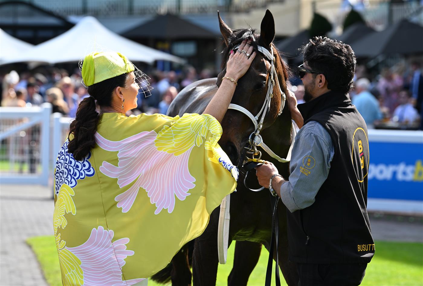MELBOURNE, AUSTRALIA - SEPTEMBER 19: Trainer Natalie Young poses with Blind Raise after winning race 5, the Sportsbet Caulfield Guineas Prelude during Melbourne Racing at Caulfield Racecourse on September 19, 2026 in Melbourne, Australia. (Photo by Vince Caligiuri/Getty Images)