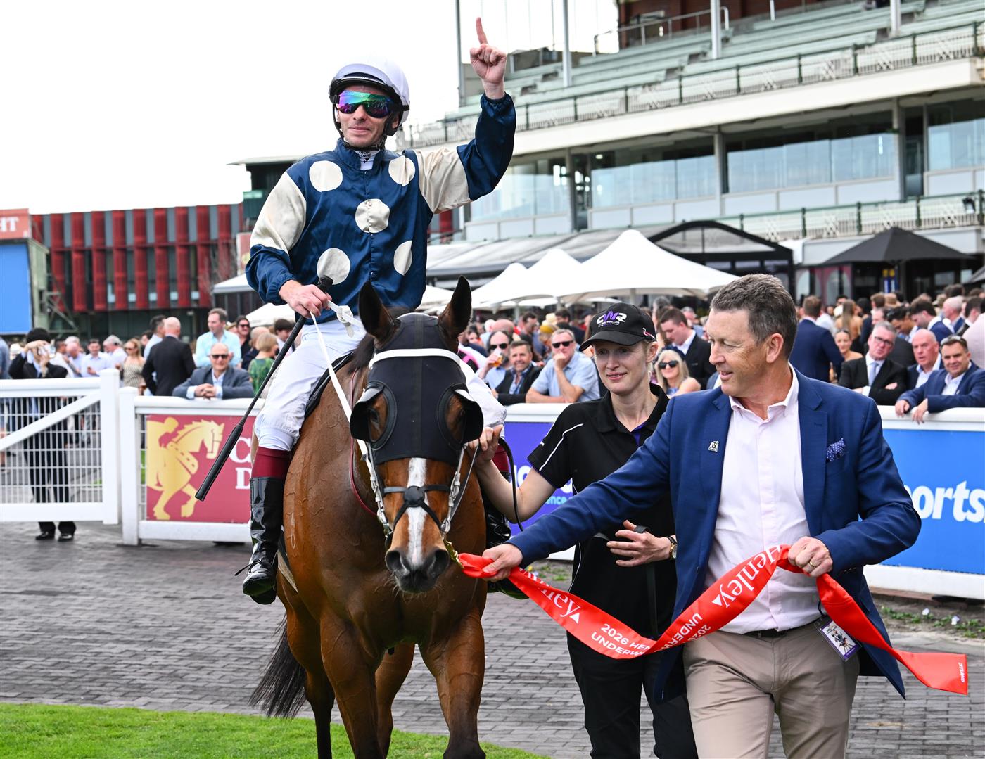 MELBOURNE, AUSTRALIA - SEPTEMBER 19: Ben Melham riding Birdman after winning race 7, the Henley Homes Underwood Stakes during Melbourne Racing at Caulfield Racecourse on September 19, 2026 in Melbourne, Australia. (Photo by Vince Caligiuri/Getty Images)