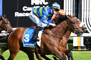 MELBOURNE, AUSTRALIA - SEPTEMBER 19: Mark Zahra riding Point Barrow defeats Ben Melham riding Bridal Waltz in race 6, the Sportsbet How Now Stakes during Melbourne Racing at Caulfield Racecourse on September 19, 2026 in Melbourne, Australia. (Photo by Vince Caligiuri/Getty Images)