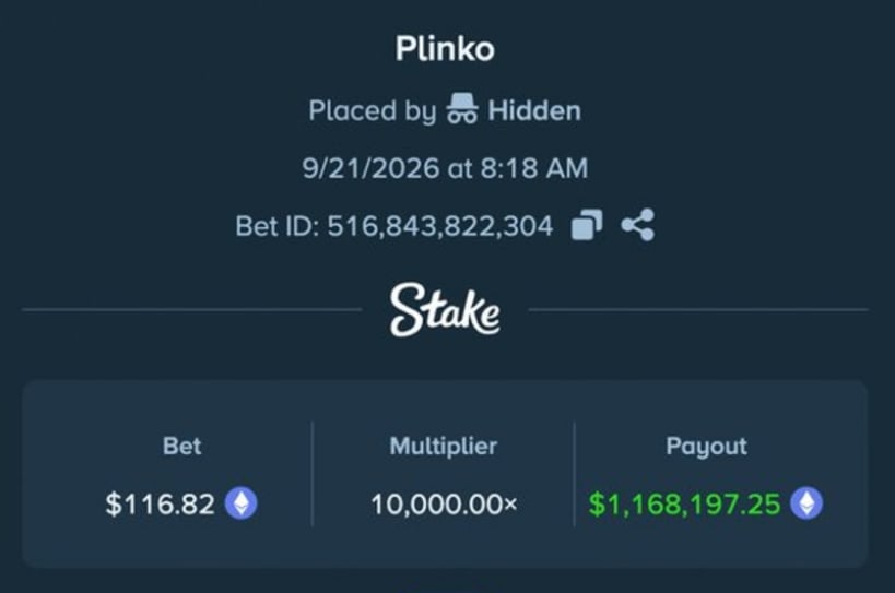 1M Stake Plinko Win2