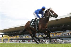 SYDNEY, AUSTRALIA - SEPTEMBER 27: Adam Hyeronimus  riding Beiwacht win Race 8 Yulong Golden Rose during Sydney Racing at Rosehill Gardens on September 27, 2025 in Sydney, Australia. (Photo by Jeremy Ng/Getty Images)
