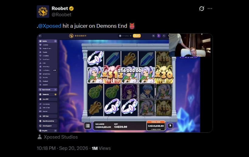 Twitter Xposed 316K Roobet Win