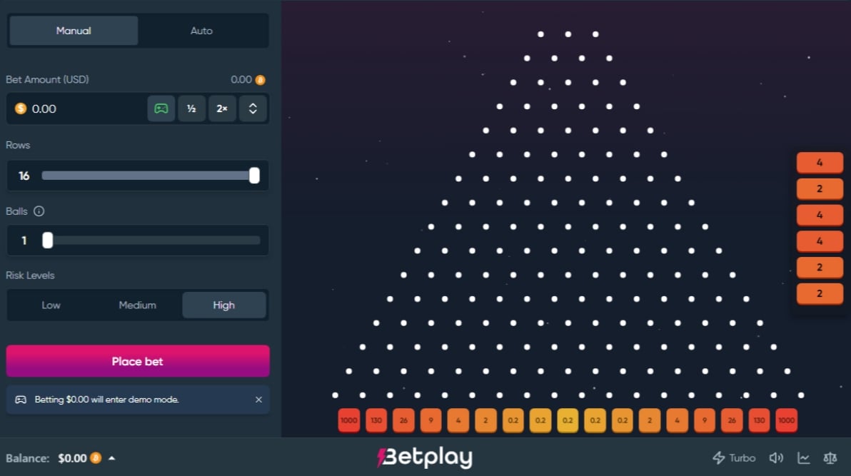 Betplay Plinko Screenshot
