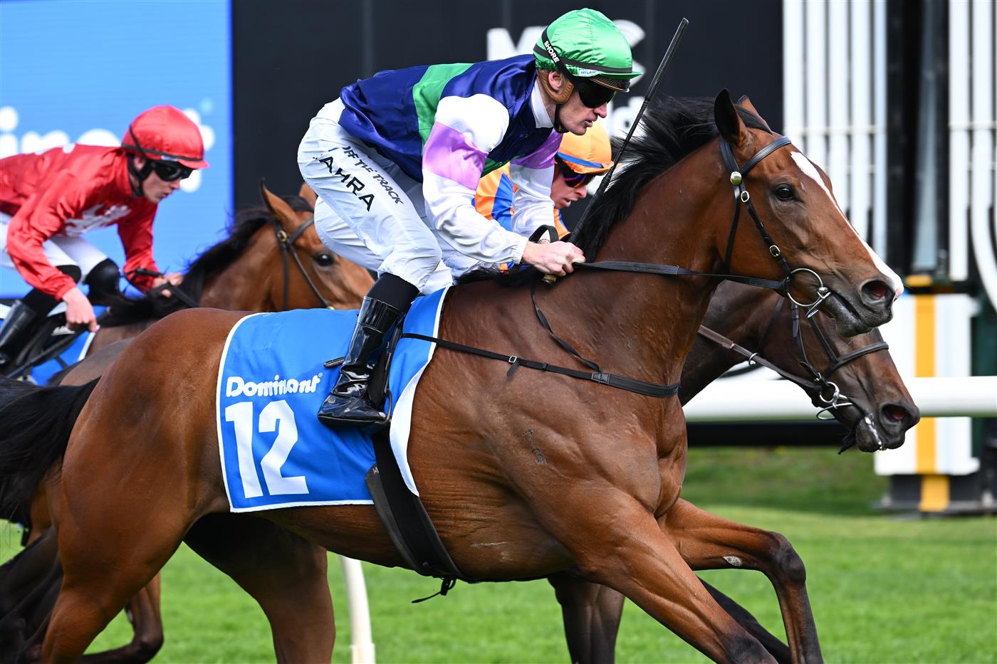 MELBOURNE, AUSTRALIA - SEPTEMBER 27: Mark Zahra riding Over The Bridge winning in race 4, the Dominant Scarborough Stakes during Melbourne Racing at Caulfield Racecourse on September 27, 2026 in Melbourne, Australia. (Photo by Vince Caligiuri/Getty Images)