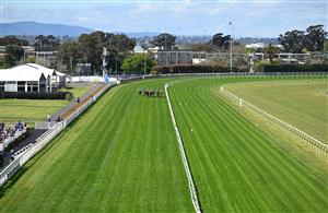 MELBOURNE, AUSTRALIA - SEPTEMBER 27: General view of Michael Dee riding Regal Ambition winning race 2, the Sportsbet Jim Moloney Stakes during Melbourne Racing at Caulfield Racecourse on September 27, 2026 in Melbourne, Australia. (Photo by Vince Caligiuri/Getty Images)