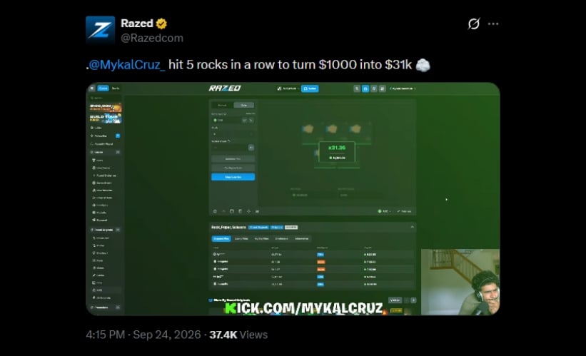 Twitter 30K Razed Rock Win