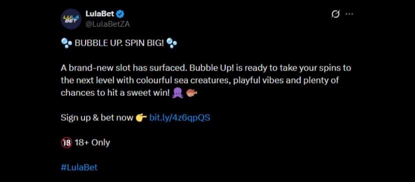 Twitter Bubble Up at LulaBet Twitter Bubble Up at LulaBet