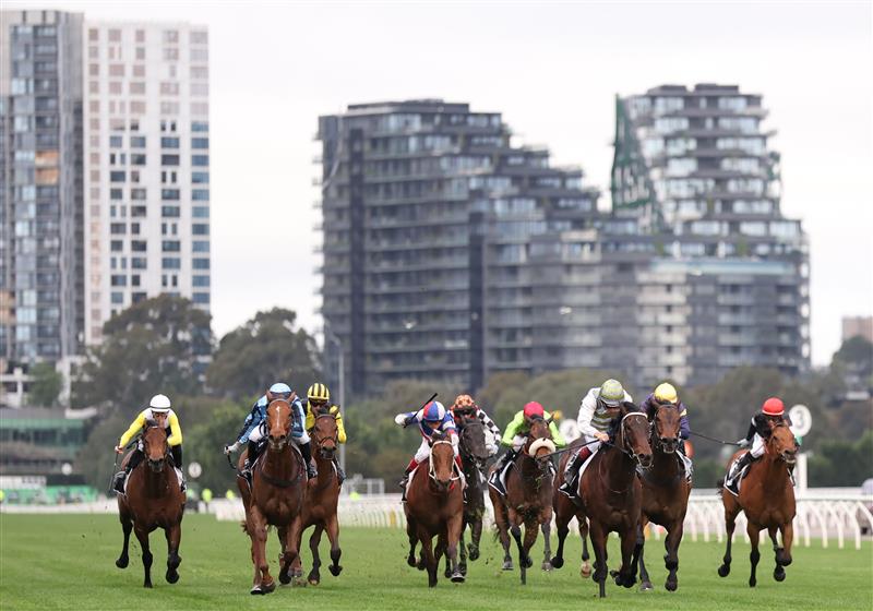 MELBOURNE, AUSTRALIA - OCTOBER 03: A general of view race 9, the Gilgai Stakes during Turnbull Stakes Day at Flemington Racecourse on October 03, 2026 in Melbourne, Australia. (Photo by Robert Cianflone/Getty Images)