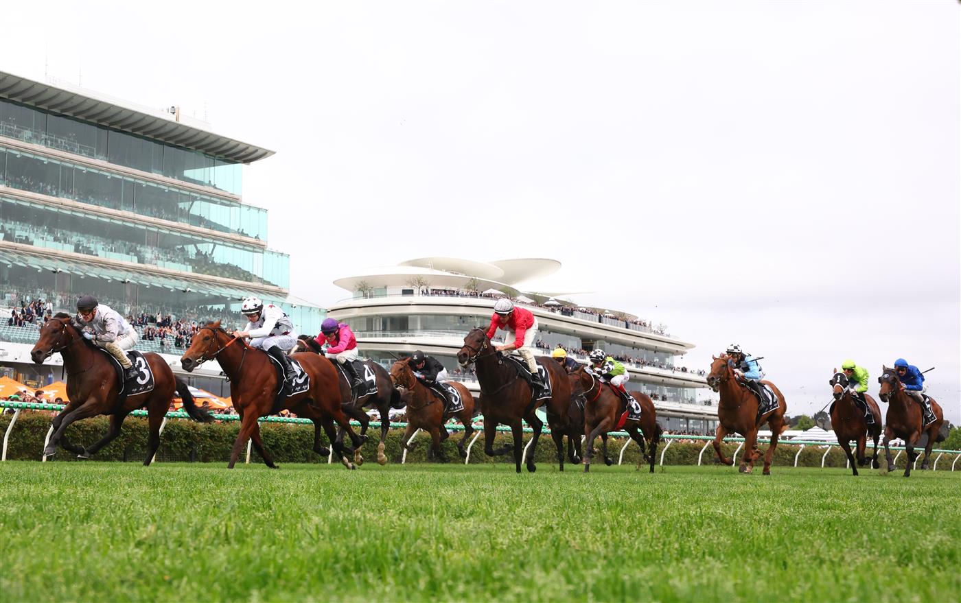 MELBOURNE, AUSTRALIA - OCTOBER 03: Mark Zahara riding #3 The Next Episode to win race 6, the Asahi Super Dry Danehill Stakes during Turnbull Stakes Day at Flemington Racecourse on October 03, 2026 in Melbourne, Australia. (Photo by Robert Cianflone/Getty Images)