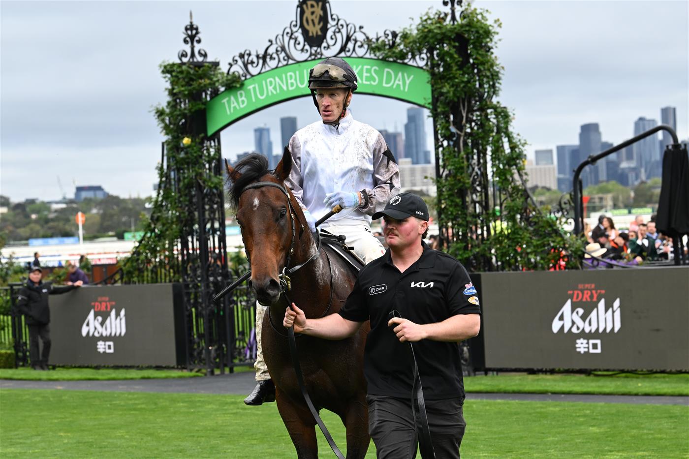 MELBOURNE, AUSTRALIA - OCTOBER 03: Mark Zahra riding The Next Episode after winnin race 6, the Asahi Super Dry Danehill Stakes  during Turnbull Stakes Day at Flemington Racecourse on October 03, 2026 in Melbourne, Australia. (Photo by Vince Caligiuri/Getty Images)