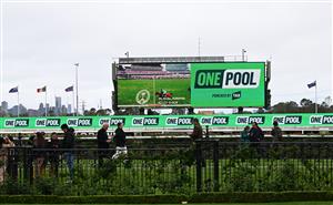 MELBOURNE, AUSTRALIA - OCTOBER 03: Fireworks display is seen to promote the One Pool during Turnbull Stakes Day at Flemington Racecourse on October 03, 2026 in Melbourne, Australia. (Photo by Vince Caligiuri/Getty Images)