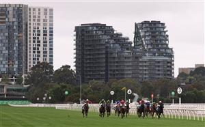 MELBOURNE, AUSTRALIA - OCTOBER 03: A general view of race 5, the Cirka Rose Of Kingston Stakes during Turnbull Stakes Day at Flemington Racecourse on October 03, 2026 in Melbourne, Australia. (Photo by Robert Cianflone/Getty Images)