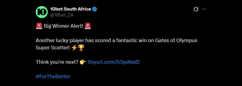 Twitter 961K 10bet Slot Win