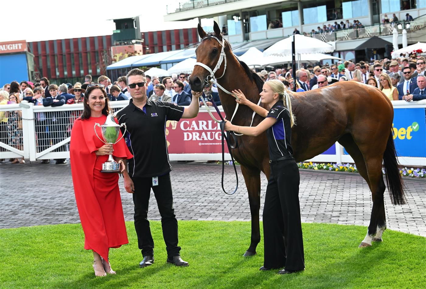 MELBOURNE, AUSTRALIA - OCTOBER 10:  Lady Shenandoah after win race 9, the Hyland Race Colours Toorak Handicap  during Melbourne Racing at Caulfield Racecourse on October 10, 2026 in Melbourne, Australia. (Photo by Vince Caligiuri/Getty Images)