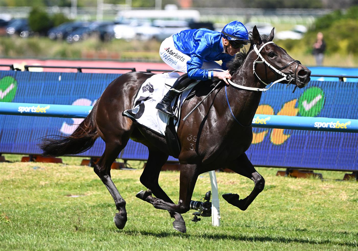 MELBOURNE, AUSTRALIA - OCTOBER 10: James McDonald riding Sequinned winning race 2, the Thoroughbred Club Of Australia Plate during Melbourne Racing at Caulfield Racecourse on October 10, 2026 in Melbourne, Australia. (Photo by Vince Caligiuri/Getty Images)
