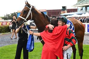 MELBOURNE, AUSTRALIA - OCTOBER 10: James McDonald after riding Lady Shenandoah to win race 9, the Hyland Race Colours Toorak Handicap  during Melbourne Racing at Caulfield Racecourse on October 10, 2026 in Melbourne, Australia. (Photo by Vince Caligiuri/Getty Images)