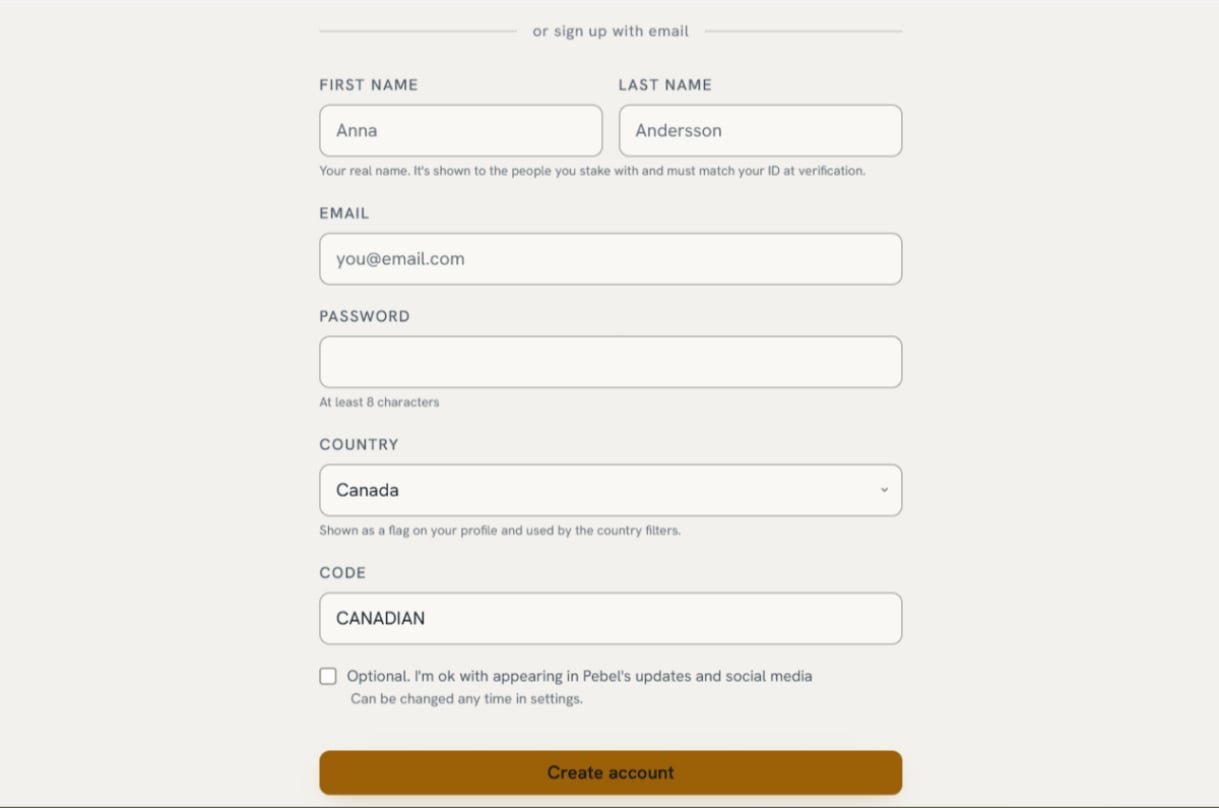 Pebel registration Canada