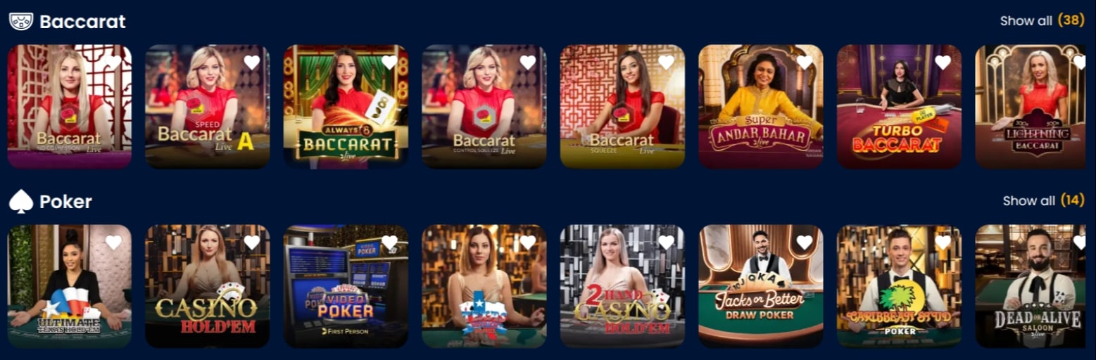 Sunbet Table Games Sunbet Table Games