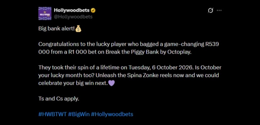 Twitter 539K Hollywoodbets Slot Win Twitter 539K Hollywoodbets Slot Win