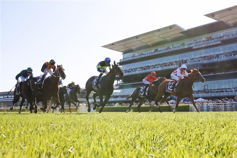 SYDNEY, AUSTRALIA - OCTOBER 15: Craig Williams on Giga Kick (R) wins race 7 the TAB Everest during Everest Day at Royal Randwick Racecourse on October 15, 2022 in Sydney, Australia. (Photo by Mark Evans/Getty Images)