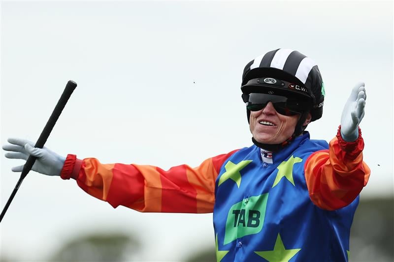 SYDNEY, AUSTRALIA - OCTOBER 19: Craig Williams riding Bella Nipotina wins Race 7 The TAB Everest during Sydney Racing - The Everest Day at Royal Randwick Racecourse on October 19, 2024 in Sydney, Australia. (Photo by Jeremy Ng/Getty Images)