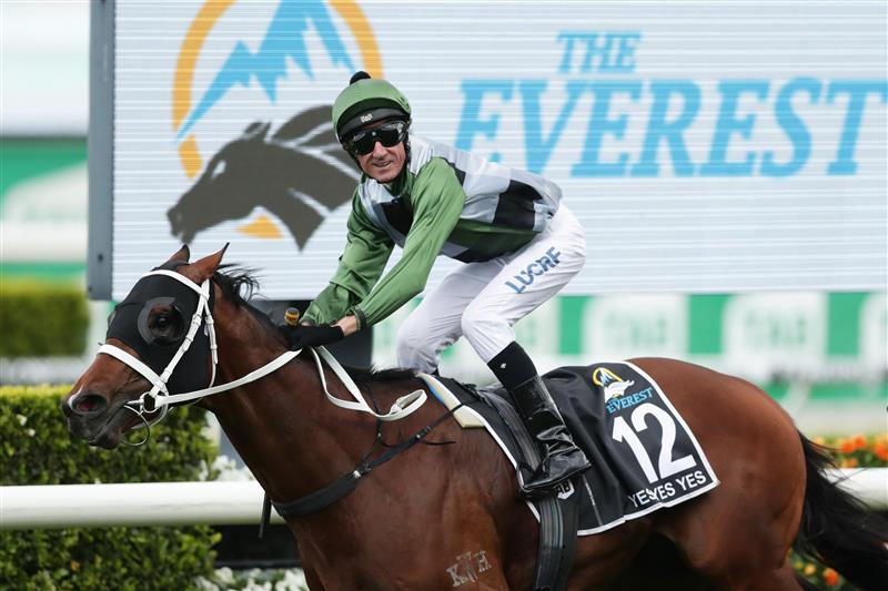 SYDNEY, AUSTRALIA - OCTOBER 19: Glen Boss riding Yes Yes Yes wins race 7 The TAB Everest during The Everest at Royal Randwick Racecourse on October 19, 2019 in Sydney, Australia. (Photo by Mark Metcalfe/Getty Images)