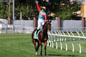 Jockey Zac Purton, rider of Ka Ying Rising, celebrates winning the Everest 2025 race at the Royal Randwick racecourse in Sydney on October 18, 2025.  (Photo by DAVID GRAY / AFP) / -- IMAGE RESTRICTED TO EDITORIAL USE - STRICTLY NO COMMERCIAL USE -- (Photo by DAVID GRAY/AFP via Getty Images)          