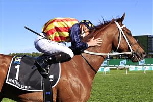 SYDNEY, AUSTRALIA - OCTOBER 16: James McDonald returns to scale after winning the Everest on Nature Strip during Sydney Racing at Royal Randwick Racecourse on October 16, 2021 in Sydney, Australia. (Photo by Mark Evans/Getty Images)