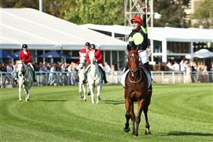 SYDNEY, AUSTRALIA - OCTOBER 14: Sam Clipperton riding Think About It  wins Race 7 The TAB Everest during Sydney Racing - TAB Everest Day at Royal Randwick Racecourse on October 14, 2023 in Sydney, Australia. (Photo by Jeremy Ng/Getty Images)