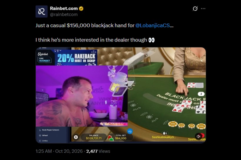 Twitter 156K Rainbet Blackjack Win Twitter 156K Rainbet Blackjack Win