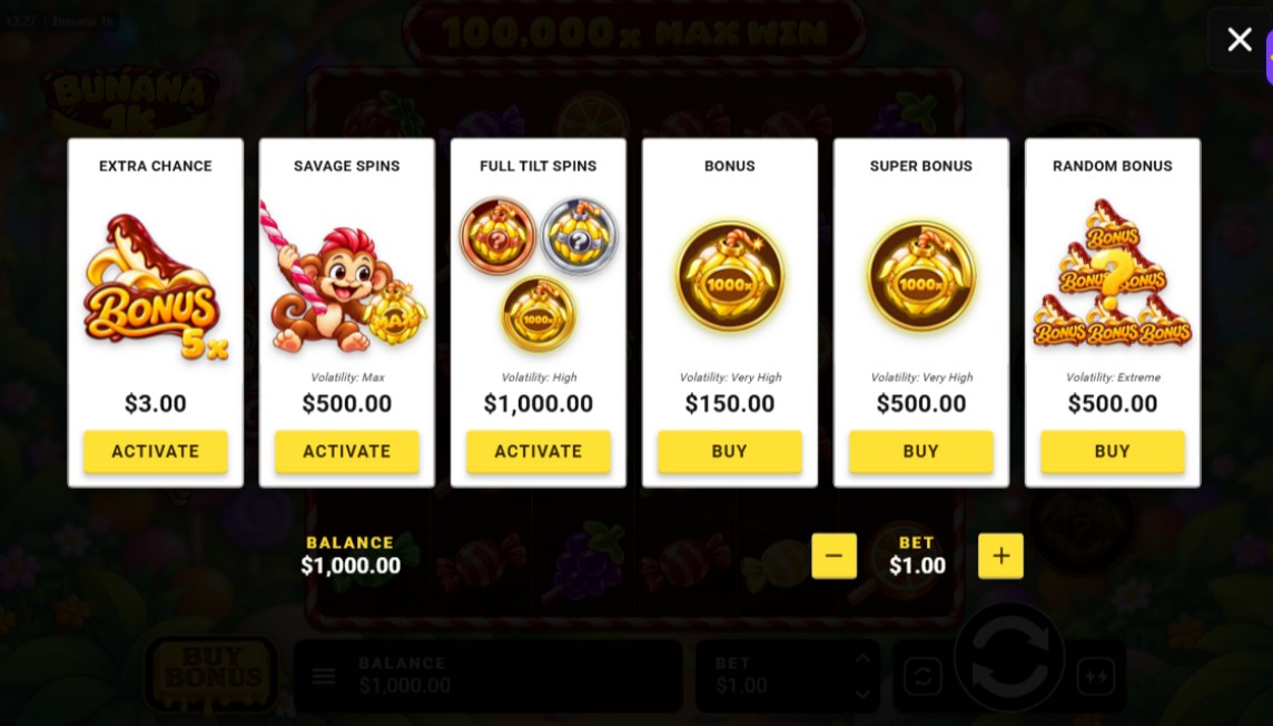 Bunana 1K Bonuses Bunana 1K Bonuses