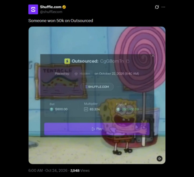 Twitter Shuffle 50K Outsourced Win