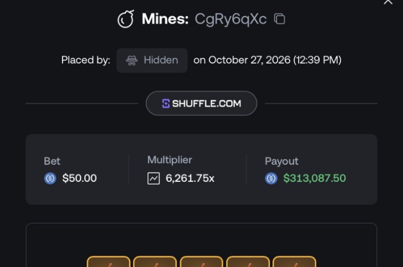 313K Shuffle Mines Win