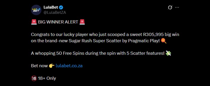 Twitter 305K LulaBet Slot Win