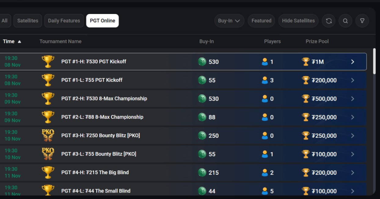 PGT Online lobby desktop